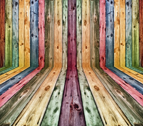 Creative multicolored wooden interior with artistic shadows added
