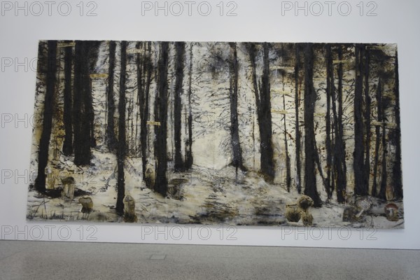 Würth Museum 2, Painting of a gloomy winter forest with strong contrasts, Carmen Würth Forum, Gaisbach, Künzelsau, Baden-Württemberg, Germany, Europe