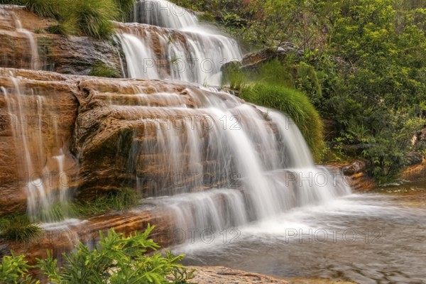 Wonderful waterfall cascade with motion blur, Biribiri State Park, Minas Gerais, Brazil, South America