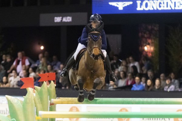 Jessica Burke of Ireland competes in the equestrian Audi Grand Prix at Jumping International Bordeaux, in Bordeaux, France, Europe
