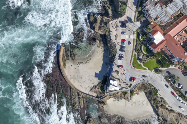 Aerial view of La Jolla cliffs and coastline, San Diego, California, USA, North America