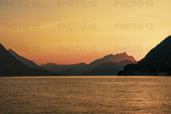 Sunset at Lake Lucerne in Switzerland