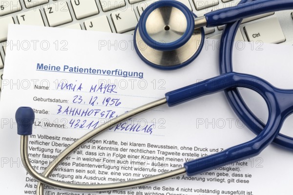 A living will in German. Instructions for the doctor or hospital in the event of a terminal illness. Austria