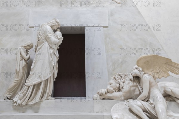 Possagno, Italy, 29 June 2022. Funeral monument to Maria Christina of Austria, by sculptor Antonio Canova, 1800, plaster, Europe