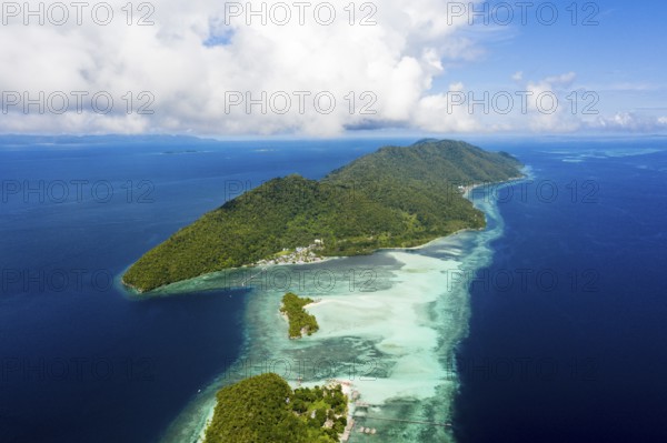 Aerial view of Mansuar and Kri, Raja Ampat, West Papua, Indonesia, Asia