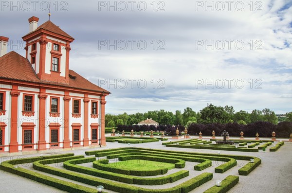 Park With Green Ornamental Shrubs Prague, Czech Republic, Europe