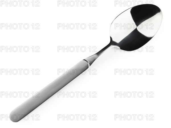 Single soup spoon over the white background
