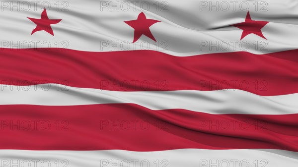 Closeup of Washington DC City Flag, Waving in the Wind, Washington DC State, United States of America