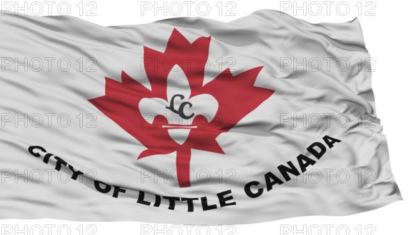 Isolated Little Canada City Flag, City of Minnesota State, Waving on White Background, High Resolution