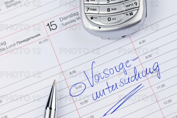An appointment is entered in a calendar: Preventive medical check-up Austria