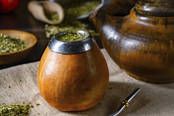 Prepare yerba mate with calabash and bombilla