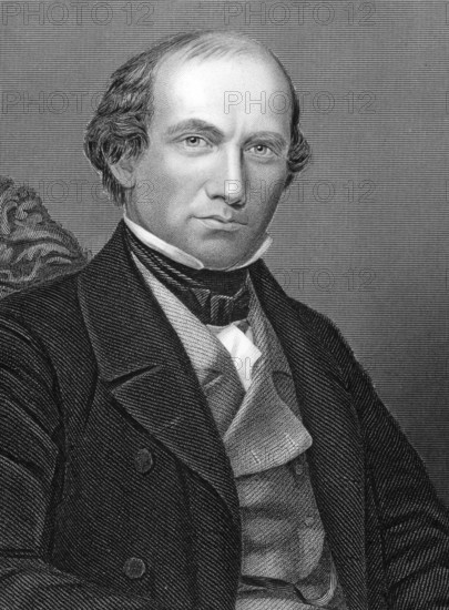 Eben Norton Horsford (1818-1893) on egnraving from 1800s. American scientist. Published by W.Mackenzie