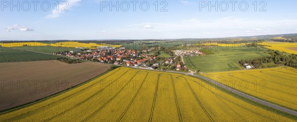 Aerial view to Warnstedt Rape blossom