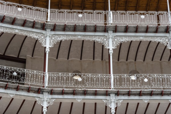 Madrid, Spain, May 1, 2021: The Beti Jai fronton in Madrid. It is a sport venue in Neo-Mudejar style, the last surviving 19th century Basque pelota fronton in Madrid, Europe