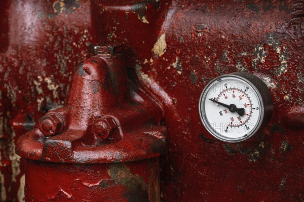 Detail of an old historic tractor old-timer motor