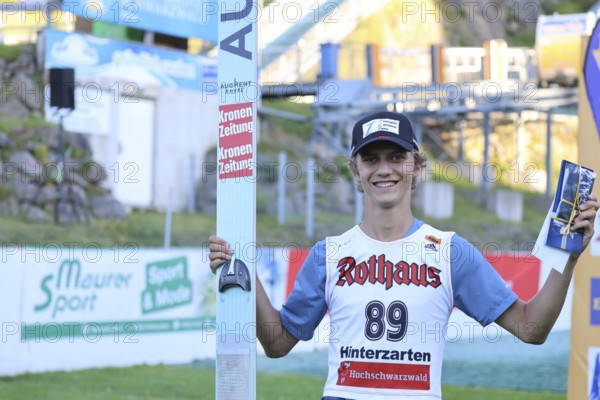 Hannes Landerer (SV Innsbruck Bergisel/Austria) had a good laugh after his opening victory at the FIS Cup Summer Ski Jumping Hinterzarten 2024