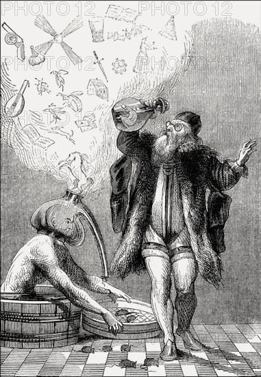 Dr. Filzhut, Doctor of Fools, Theodor de Bry, from a collection of proverbs, Jacques Lagniet
