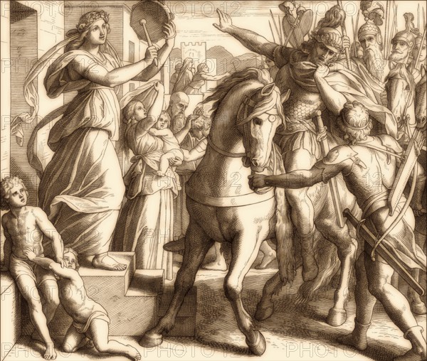 Jephthah's Daughter, Old Testament, by Julius Schnorr von Carolsfeld, 1860