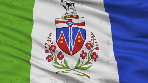 Yukon City Flag, Country Canada, Closeup View, 3D Rendering