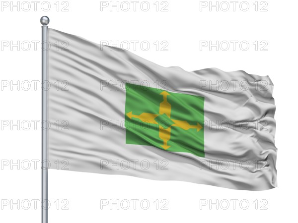Distrito Federal City Flag On Flagpole, Country Brasil, Isolated On White Background, 3D Rendering