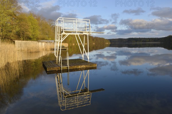 Diving platform. Reflection of a jump tower, Reflection of a jump tower