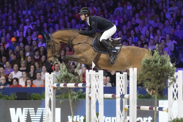 Bryan Balsiger of Switzerland competes in 1.60m FEI Jumping World Cup at Jumping Amsterdam in Amsterdam, The Netherlands, Europe