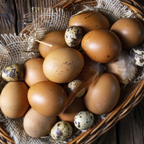 Fresh eggs straight from the farm in a basket