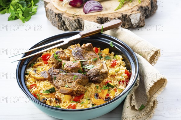 Fried rice with vegetables and meat