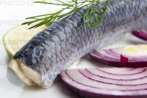 Fillet herring with onion and lemon, lodz, poland