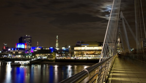 Hungerford Bridge at night, London, England London, England