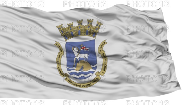 Isolated San Juan City Flag, Capital City of Puerto Rico, Waving on White Background, High Resolution
