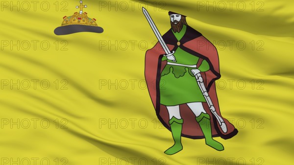 Ryazan City Flag, Country Russia, Closeup View, 3D Rendering