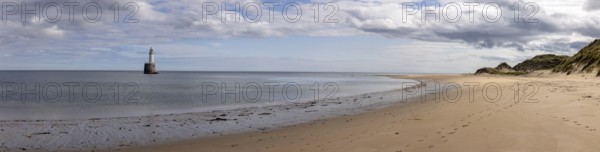 Lighthouse in the sea, Rattray Head Lighthouse, Peterhead, Aberdeenshire, Scotland, Great Britain