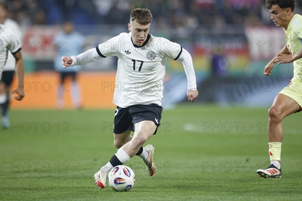 Football, U21, Friendly match, 2024/2025, Germany U21 vs. Spain U21, 25.03.2025, Merck-Stadion am Böllenfalltor, Darmstadt, Germany, Brajan GRUDA (Germany U21, 17) on the ball, Europe