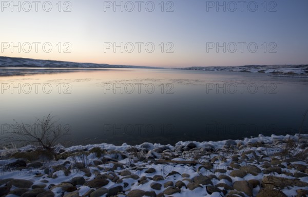 Sunset on Frozen Lake in Saskatchewan Canada