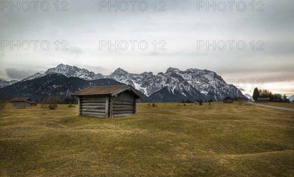 Barn in the Alps near Krün, Buckelwiesen, Germany, Europe