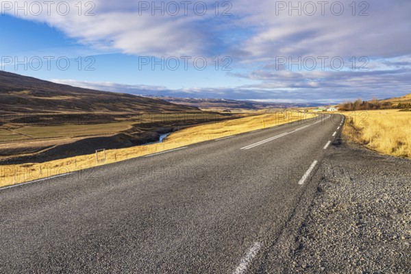 Road and landscape in the east of Iceland