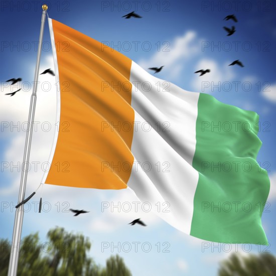 Flag of Ivory Coast, This is a computer generated and 3d rendered image