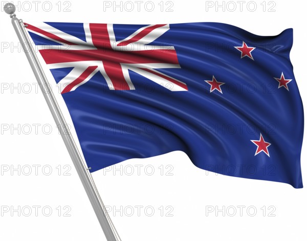 Flag of New Zealand, This is a computer generated and 3d rendered image