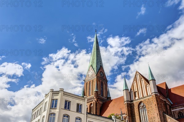 Historic Schwerin Cathedral in traditional brick stone architecture style