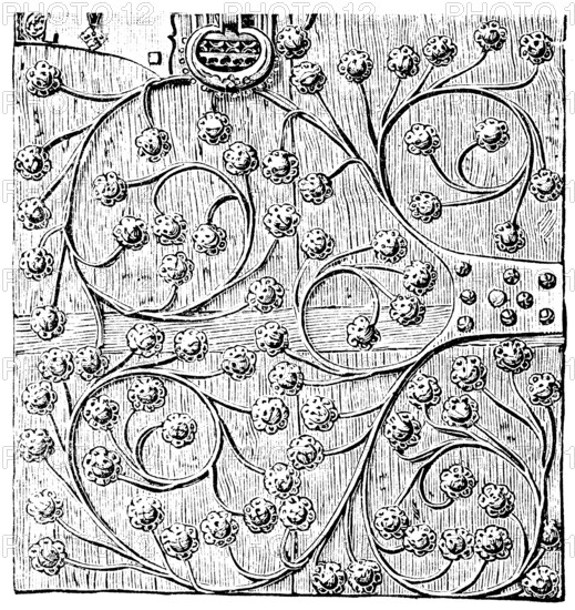 Door Fittings, Germany, circa in 1400. Publication of the book Meyers Konversations-Lexikon, Volume 7, Leipzig, 1910, Europe