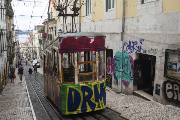 11.06.2018, Lisbon, Portugal, Europe, Tramway Ascensor da Bica also known as Bica Funicular in the historic centre of the Portuguese capital, Europe