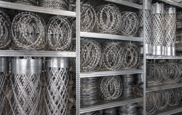 Fencing and steel shelves, Acropolis Redux, Stathis Logothetis, installation by the conceptual artist Kendell Geers, Fridericianum, documenta 14 exhibition, 2017, Kassel, Germany, Europe