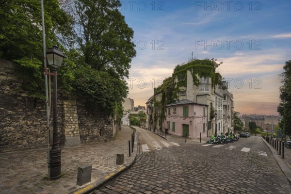 Paris France, city skyline at architecture building on Montmartre street