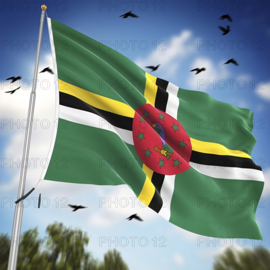 Flag of Dominica, This is a computer generated and 3d rendered image