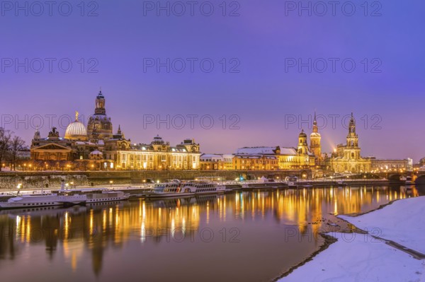 Dresden historic skyline in the old town in winter