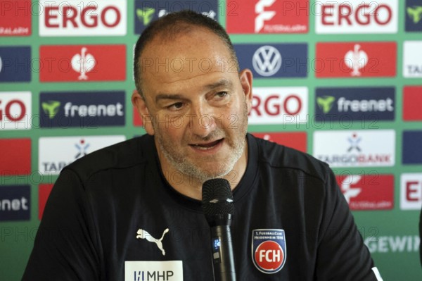 Coach Frank Schmidt (1. FC Heidenheim) at press conference, PK after the match for the DFB Cup 2022-23, 1st round: DFB Cup 2024-25, 1st main round: FC 08 Villingen, 1. FC Heidenheim 1846