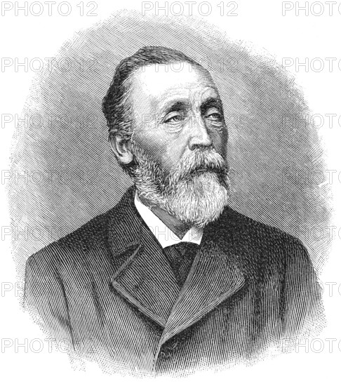 Portrait of Ernst Heinrich Wilhelm von Stephan, 1831-1897, postmaster general of the German Reich, organiser of the German postal service and co-founder of the Universal Postal Union, Portrait von Ernst Heinrich Wilhelm von Stephan, 1831 - 1897, Generalpostdirektor des Deutschen Reichs, Organisator des deutschen Postwesens und Mitbegründer des Weltpostvereins