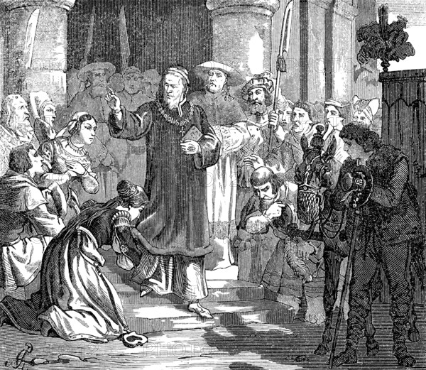 Pope Gregory VI leaving Avignon, Pope from 1 May 1045 until his abdication at the Council of Sutri on 20 December 1046