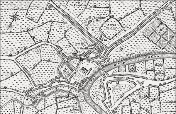 Map of Manchester and Salford, 1650
